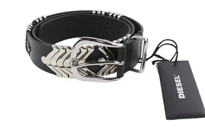 Cintura Donna DIESEL B-Burny 90 Cm Nera In Vera Pelle Dettagliata RRP€180 - Picture 1 of 11