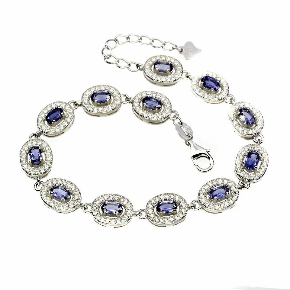 SHOLA Echt Natürlicher Violett Blau Iolith / Wasser Saphir Armband B266 - Bild 1 von 3