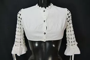Gr.38 Dirndlbluse weiß Bluse für Dirndl Krüger Baumwolle mit Spitze B10534 - Bild 1 von 4