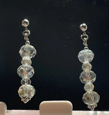 Orecchini cristallo acciaio earrings pendente , no cinese  - Immagine 1 di 3