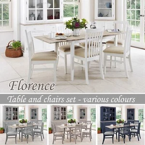 Wooden Dining Table +6 Chairs Extending Rectangular Kitchen FLORENCE Furniture - Picture 1 of 105