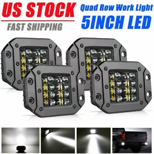 4X 5inch Flush Mount Quad Row LED Work Light Offroad Pods Spot Flood Fog Bumper - Picture 1 of 12