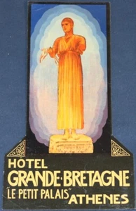 Adesivo/etichetta bagagli Hotel Grande Bretagne anni 40-50, Atene, Grecia - Foto 1 di 1