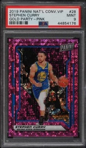 Panini National Convention 2019 VIP dorado fiesta rosa Stephen Curry/50 #28 PSA 9 - Imagen 1 de 2