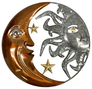 THE JOY TREE Metall Mond Sonne Sterne Wanddeko - Metall Kupfer Gold Silber, 14 Zoll - Bild 1 von 4