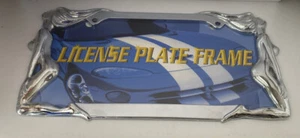 Chrome Metal Twin Lady License Plate Frame. Smooth Finish New Condition . - Foto 1 di 2