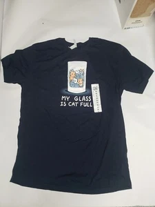 TeeTurtle "My Glass is Cat Full" XL Men T-shirt Style 4730 - Picture 1 of 4