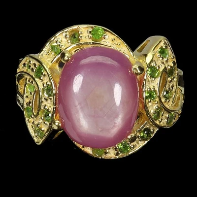 925 Sterling Silver Ring Oval Ruby 12x10mm Chrome Diopside Gemstone Jewelry Sz 8 - Image 1 of 4