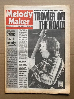 ROBIN TROWER MELODY MAKER MAGAZINE JANUARY 10 1976 ROBIN TROWER COVER UK - Image 1 of 2