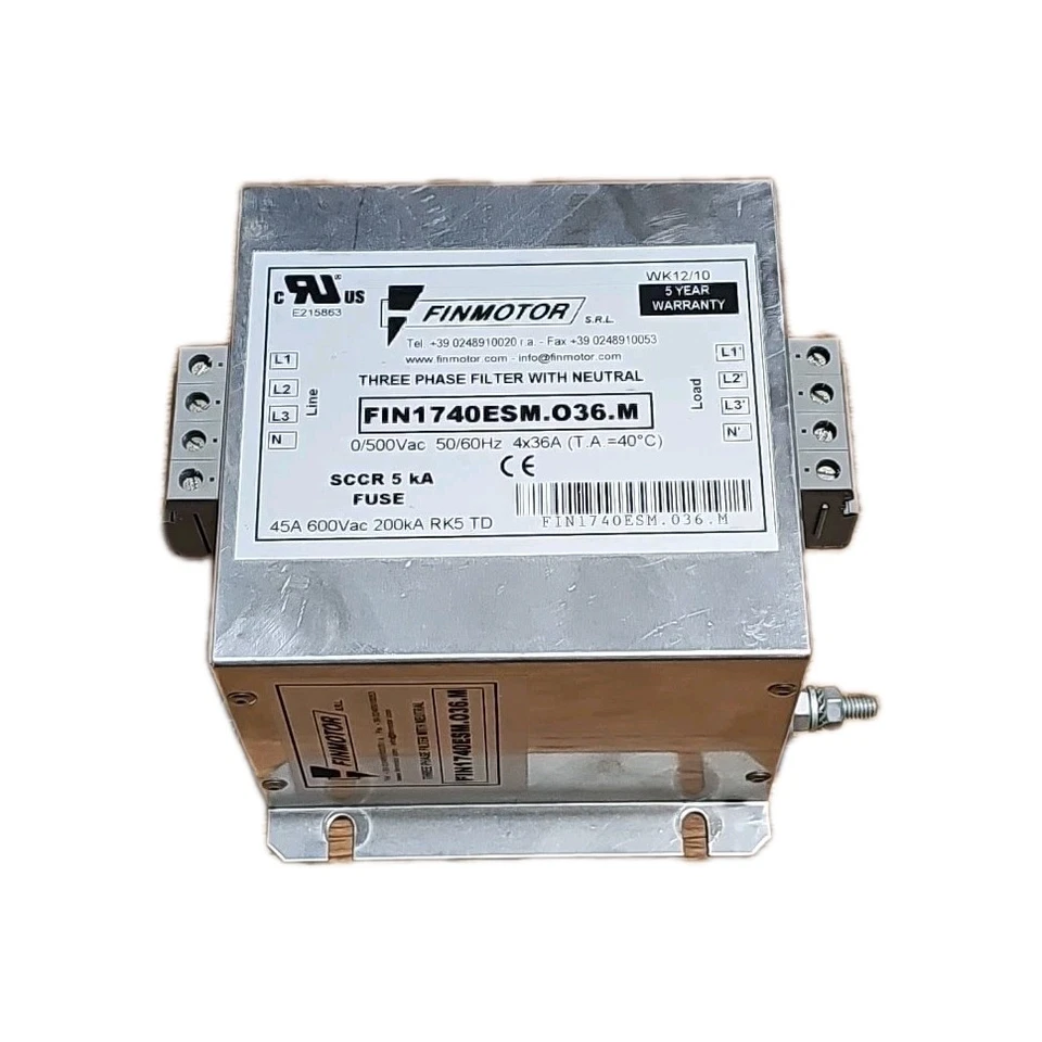 Finmotor FIN1740ESM.036.M EMI Filter 50/60Hz 4X36A 3 phase filter. USED/WORKING - Image 1 of 4