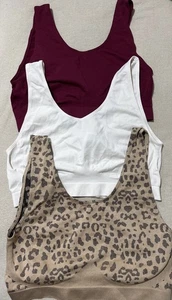 M&S 3PACK NON WIRED SEAMFREE CROP TOP SET IN NUDE/CREAM/RASPBERRY size L - Picture 1 of 9