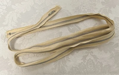 Vintage 54” Cream / Ecru Metal ZIPPER • Closed Top & Bottom • SEAL Brand - Image 1 of 3