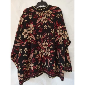 Maglione NuCracker taglie forti donna nero rosso maglia floreale 3X - Foto 1 di 5