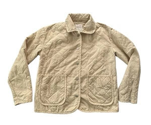 Avec Les Filles Tan Quilted Cotton Field Jacket Snap Button Size Small Lined - Picture 1 of 11