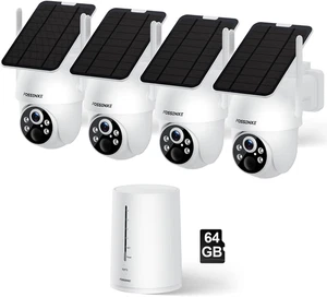 Solar Security Cameras Wireless Outdoor, No Subscription, 4-Cam Kit with 360° Pa - Picture 1 of 9