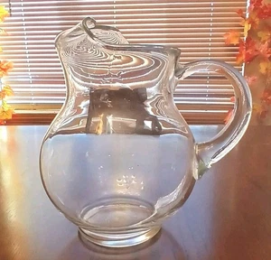 Brocca portatile vintage stile Kool Aid tè limonata vetro trasparente con labbro ghiaccio 8,75" - Foto 1 di 8