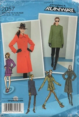 Simplicity Sew Pattern 2057 Project Runway Coat Jacket Fur Collar 12 - 20 New - Image 1 of 4