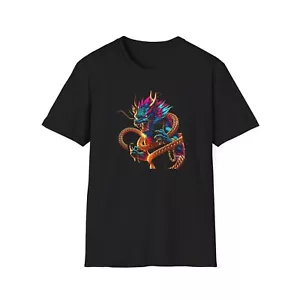 Gangster Dragon Gold Chain T-Shirt, Cool Fantasy Tee, Unisex Shirt, Mythical - Picture 1 of 25