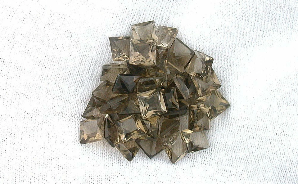 Duas pedras preciosas quadradas naturais princesa quartzo esfumaçado 5 mm B17A128 - Imagem 1 de 1