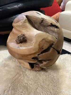 Mesa de centro bola de madera 20” W grande única en su clase de teca? Bola de madera esfera moderna Foto 1 de 4