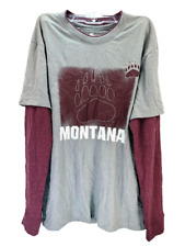 Colosseum Youth Montana Grizzlies Double Layer Long Sleeve T-Shirt,Gray, XL (20)