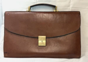 Frank Clegg Briefcase Leather Cognac 4 Compartments Locking ( no key) 17" USA - Picture 1 of 9