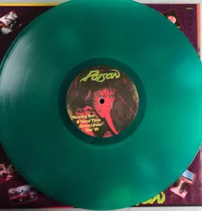 MINT Poison Open Up And Say Ahh! Australia ONLY GREEN VINYL Lp 1988 rare rock - Picture 1 of 5