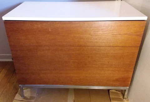 RARE Midcentury Modern 1960 Florence Knoll Walnut Chest of Drawers w Formica Top Cover