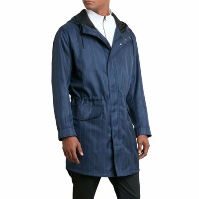 Chaqueta con capucha Kenneth Cole Reaction azul a rayas  Foto 1 de 4