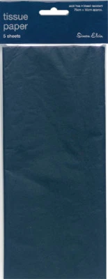 SIMON ELVIN Pack Of 5 Plain Black Tissue Paper Sheets 75cm x 50cm - Perfect Gift Wrap