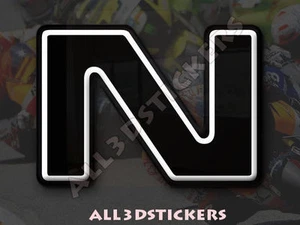 3D Stickers Resin Domed LETTER N - Color Black - 100 mm(4 inches) Adhesive Decal - Imagen 1 de 1