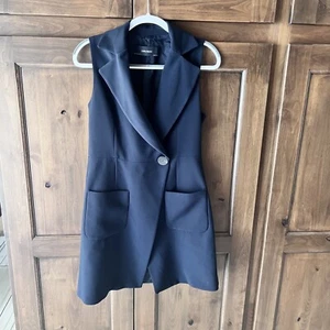 ZARA BASIC - Damen Mantel dunkelblau ärmellos Wickelweste Gr. M - Bild 1 von 13