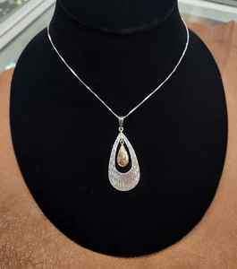 Sterling Silver 925 "JJT" & 10K Yellow Gold Pendant 18" Box Chain Necklace - Picture 1 of 16