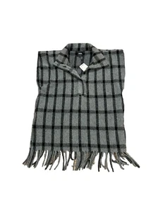 Oversized poncho with fringing grey  Size m  Zara Large New With Tags - Picture 1 of 2