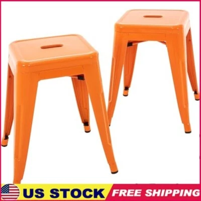 Набор из 2 промышленных складных металлических табуретов обеденных стульев прочные для помещений и улицы - Изображение 1 из 4