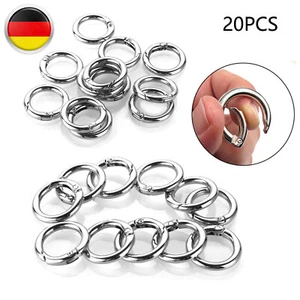 DE 20 Tlg Rund Karabiner,Edelstahl 25mm X 3.5mm Silbern Karabinerhaken Rundring^ - Bild 1 von 11