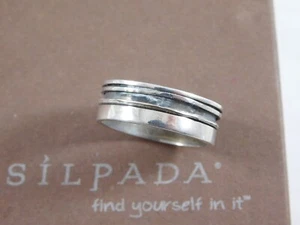 SILPADA Sterling Silver Oxidized UNISEX Spinner Band Ring R1544 sz 10 - Picture 1 of 5