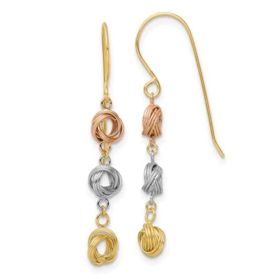 36.6mm 14K Tri-color Gold Love Knot Dangle Earrings - Image 1 of 4