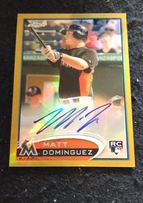 2012 Topps Chrome Matt Dominguez Gold Refractor Auto Autograph /50 - Image 1 of 2