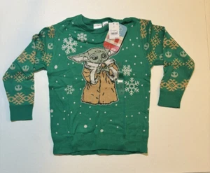 Youth Baby Yoda Christmas Sweater S Star Wars Mandalorian Disney Small - Picture 1 of 6