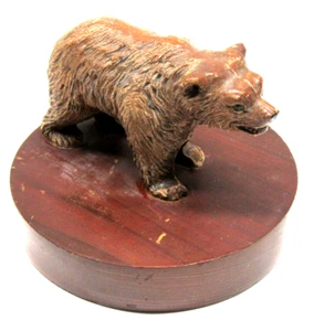 Hand Carved Grizzly Bear Figurine A.P.D. Wilson California Redwood Vintage Rare - Picture 1 of 4