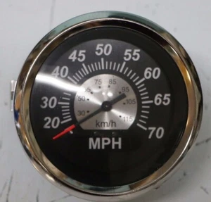 Teleflex 70 mph Speedometer Speedo Gauge # 67285 Sterling Silver / Black 3-3/8" - Foto 1 di 3