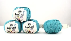 Lot of 4 DMC Natura Just Cotton 50g ball Color N49 Turquoise 100% Cotton yarn - Picture 1 of 8