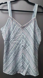 M&Co Trägertop blau Chevron Perlen UK14 US10 EU42 bestickt Hippie Bohemian Top - Bild 1 von 19