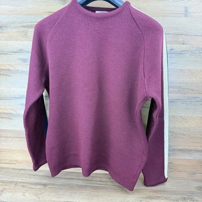 Vtg  Demetre Size M Pure Virgin Wool Red  Knit Sweater Made In USA Striped 70s - Image 1 of 4