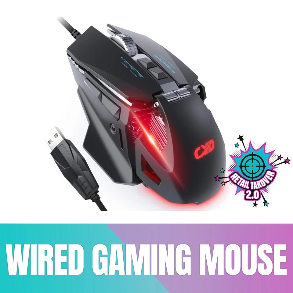 C300 CYD Wired Gaming Mouse, RGB, 12800 DPI, 7 Macro, Ergonomic - Image 1 of 4