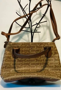 Borsa a tracolla Juicy Couture marrone stampa logo tote bag all over design scritta - Foto 1 di 4