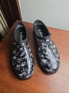 Schwarz & weiß Pfotenabdruck Damen Sloggers Clogs wasserdicht Gartenschuhe Größe 9 - Bild 1 von 11