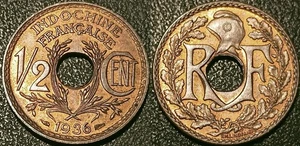 Indochine Française - 1/2 cent. 1936 (A) Paris SUP+ ! LEC#28 - Picture 1 of 1