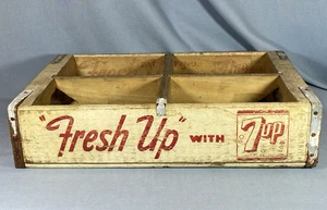 Vintage 1960s Wooden Fresh Up 7-Up Soda Pop Crate Wood Box Racine Wisconsin Wow! - Picture 1 of 8